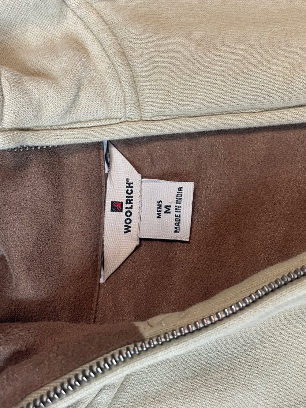 Woolrich Men's Quarter Zip Pullover Sweatshirt Medium Tan Fleece Lined granola - Picture 3 of 5